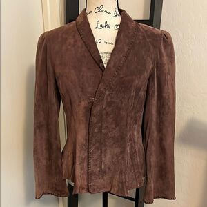 SOLD Vintage Newport News Brown Suede Peplum Leather Jacket Boho Festival